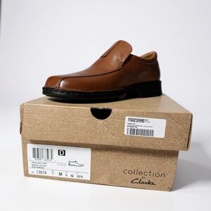 Clarks Men's Escalade Step Brown Leather Slip-On Loafers Comfort Business Casual